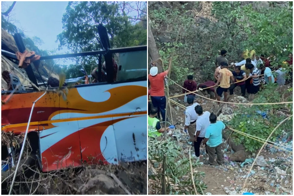 Maharashtra Bus Accident: رائے گڑھ میں دردناک حادثہ، 500 فٹ گہری کھائی میں گری بس، 12 افراد کی موت، راحت بچاؤ کا کام جاری