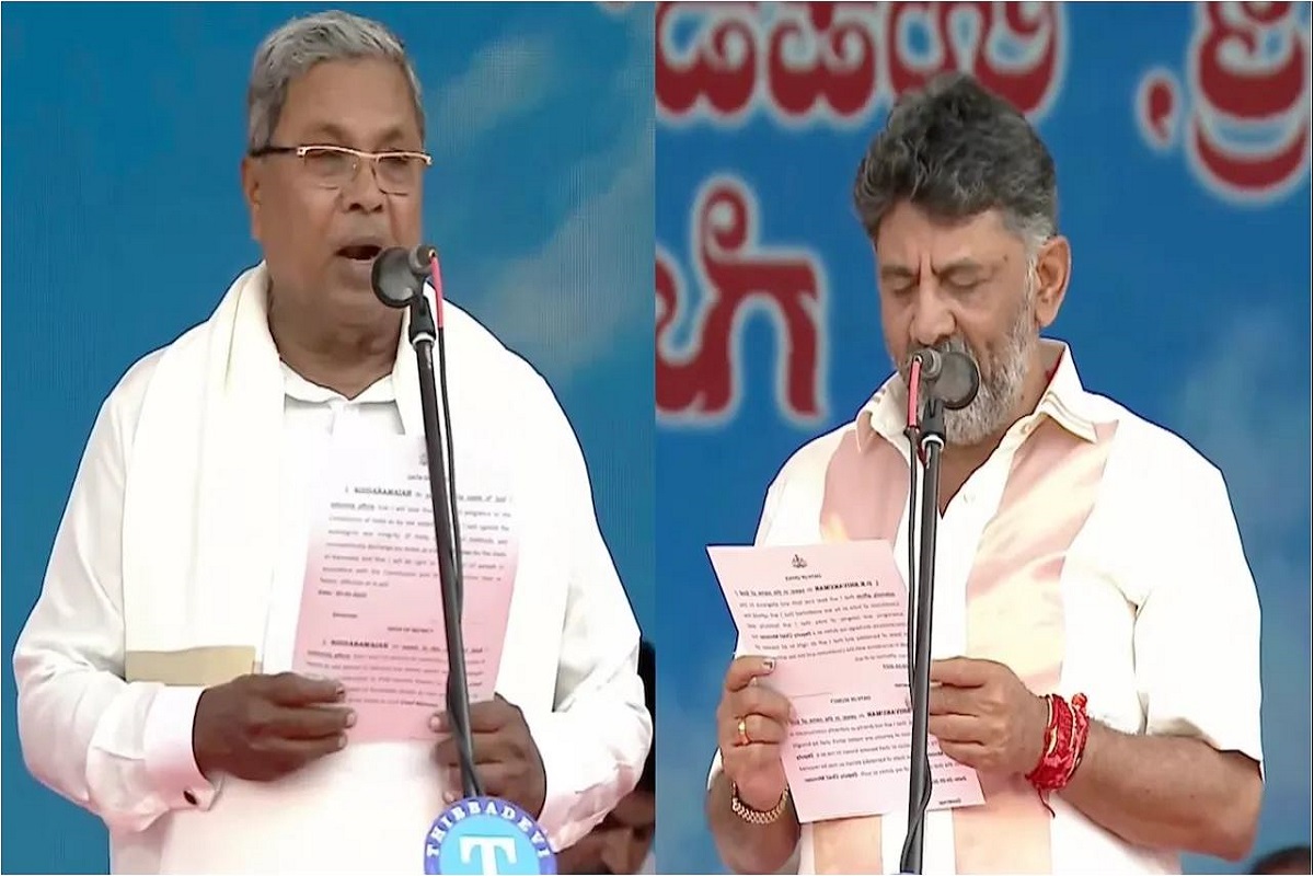Karnataka CM and Dy CM Swearing-In Ceremony: کرناٹک میں کانگریس کی نئی حکومت کی حلف برداری، دوسری باروزیر اعلیٰ بنے سدارمیا، ڈی کے شیو کمار ڈپٹی سی ایم، اپوزیشن اتحاد نے کیا طاقت کا مظاہرہ