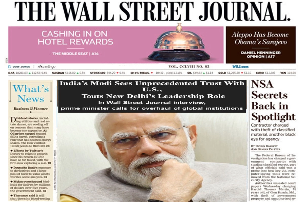 In Wall Street Journal interview, PM Modi calls for overhaul of global institutions: پی ایم مودی نے وال اسٹریٹ جرنل کے ایک خصوصی انٹرویو میں امریکہ، چین اور یواین سلامتی کونسل سے متعلق کہی بڑی باتیں