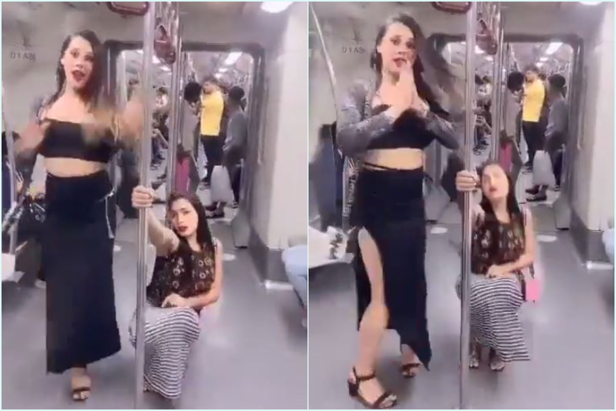 Delhi Metro: اب دہلی میٹرو میں دو لڑکیوں نے کھمبے کی مدد سے کیا رقص،حیران ہوئے مسافر، ویڈیو وائرل