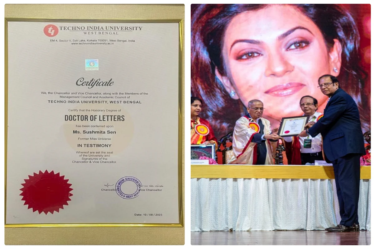 Sushmita Sen receives honorary doctorate: سشمیتا سین کو ملی ڈاکٹریٹ کی اعزازی ڈگری، سشمیتا کی جگہ ان کے والد نے قبول کی ڈگری