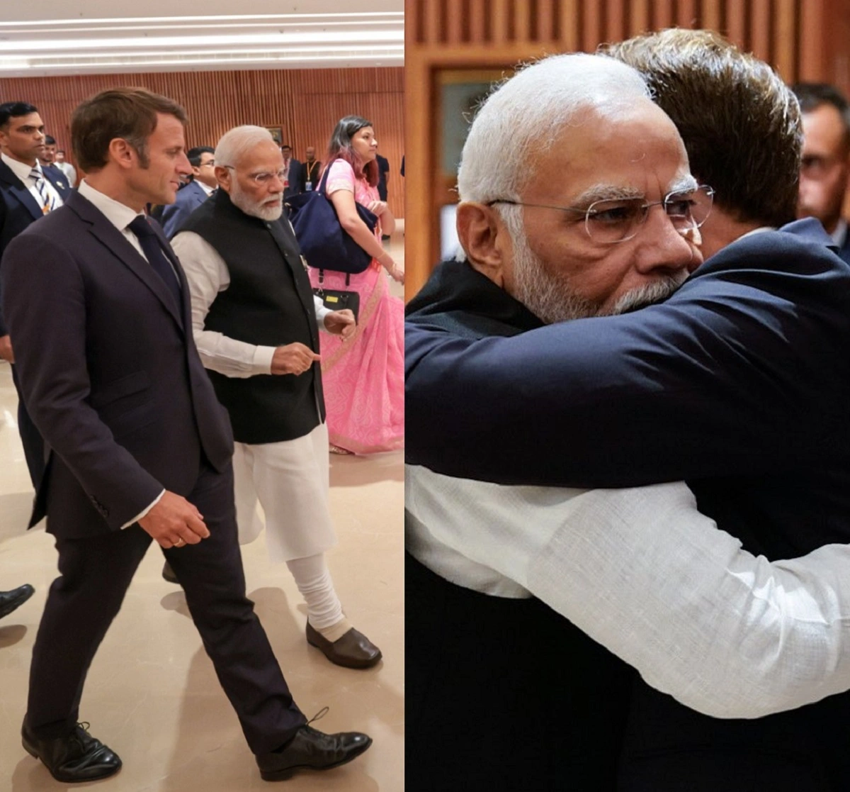 PM Modi, Macron hold lunch meet: فرانسیسی صدر میکرون اور پی ایم مودی کے درمیان دوطرفہ مذاکرات