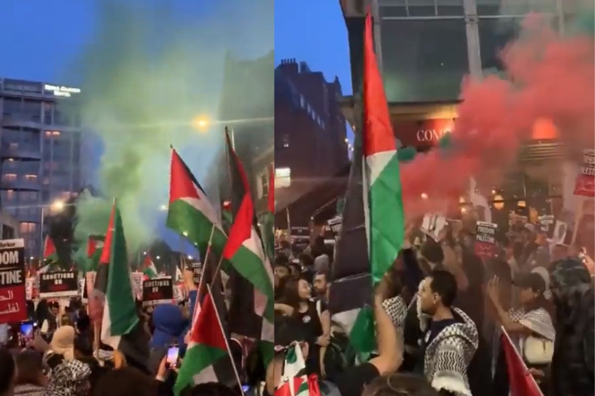 Israel Hamas War: لندن میں اسرائیلی اور فلسطینی حامیوں میں جھڑپ، اسرائیلی سفارتخانے کا کیا گھیراؤ