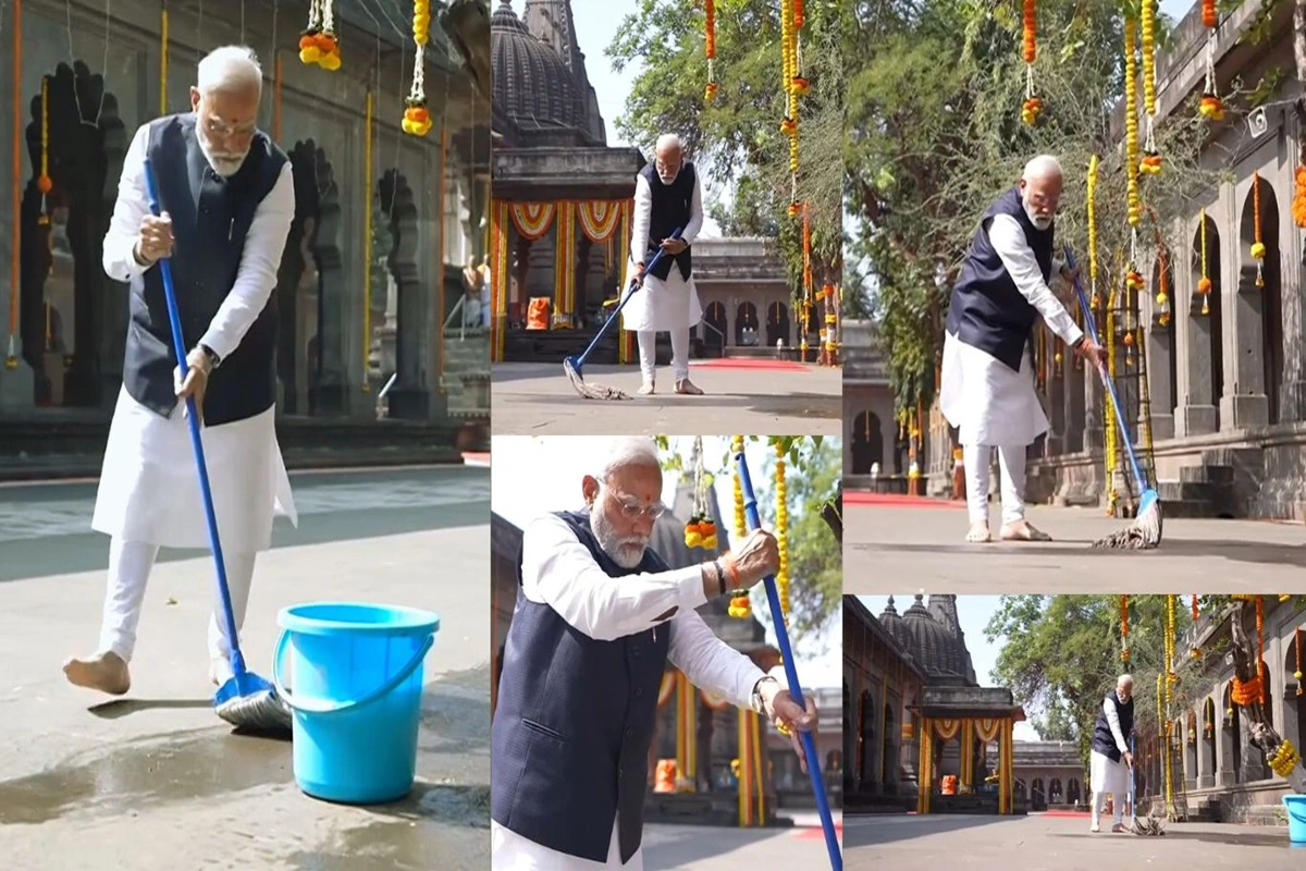 PM Narendra Modi sweeps Kalaram temple: پی ایم مودی نے ناسک کے کالارام مندر میں ‘سوچھتا ابھیان’ میں حصہ لیا