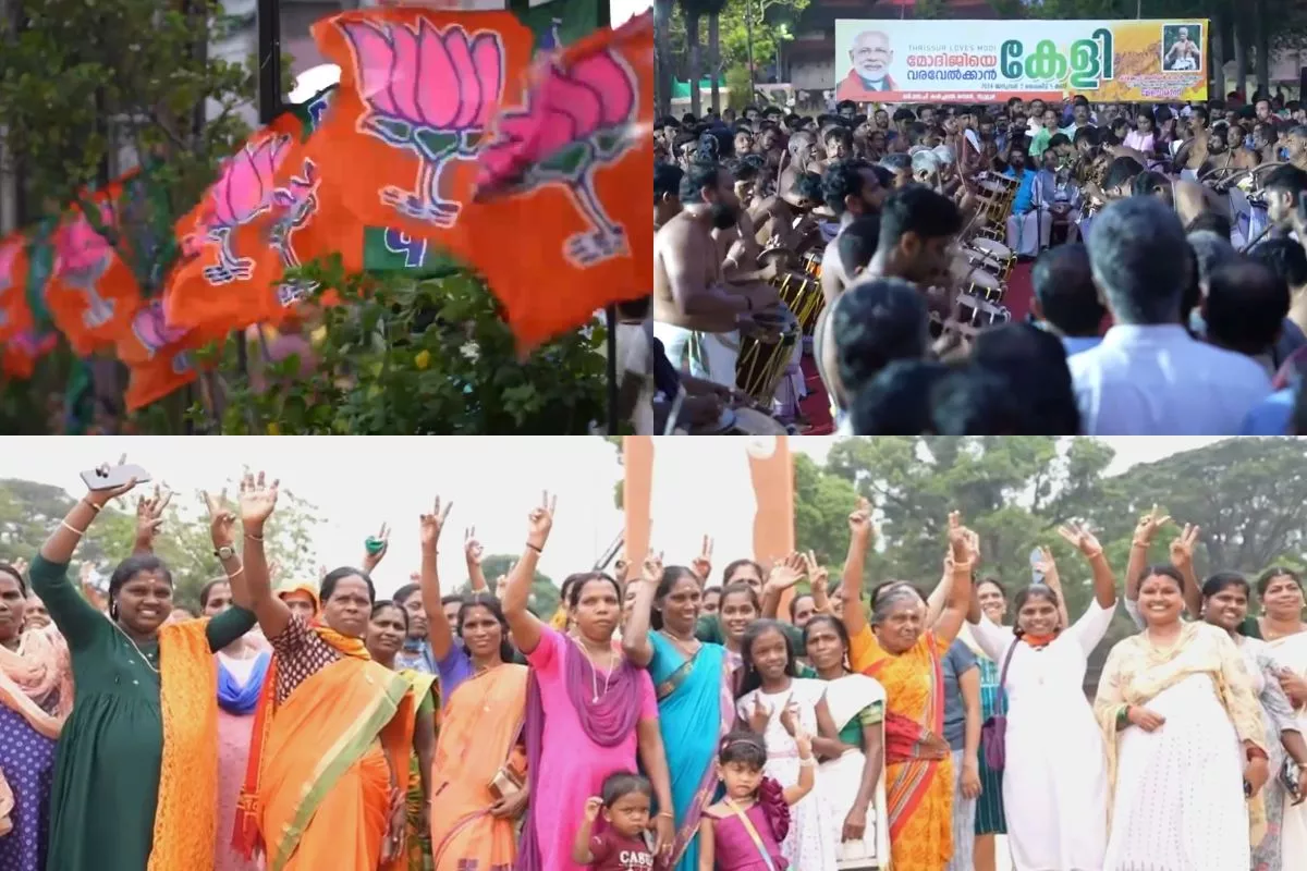 PM Modi will address a Huge Gathering in Thrissur: تریشور میں وزیر اعظم مودی عوامی جلسے کو کریں گے خطاب، جگہ جگہ پر لگائے گئے پوسٹر، بے صبری سے انتظار کر رہی ہیں خواتین