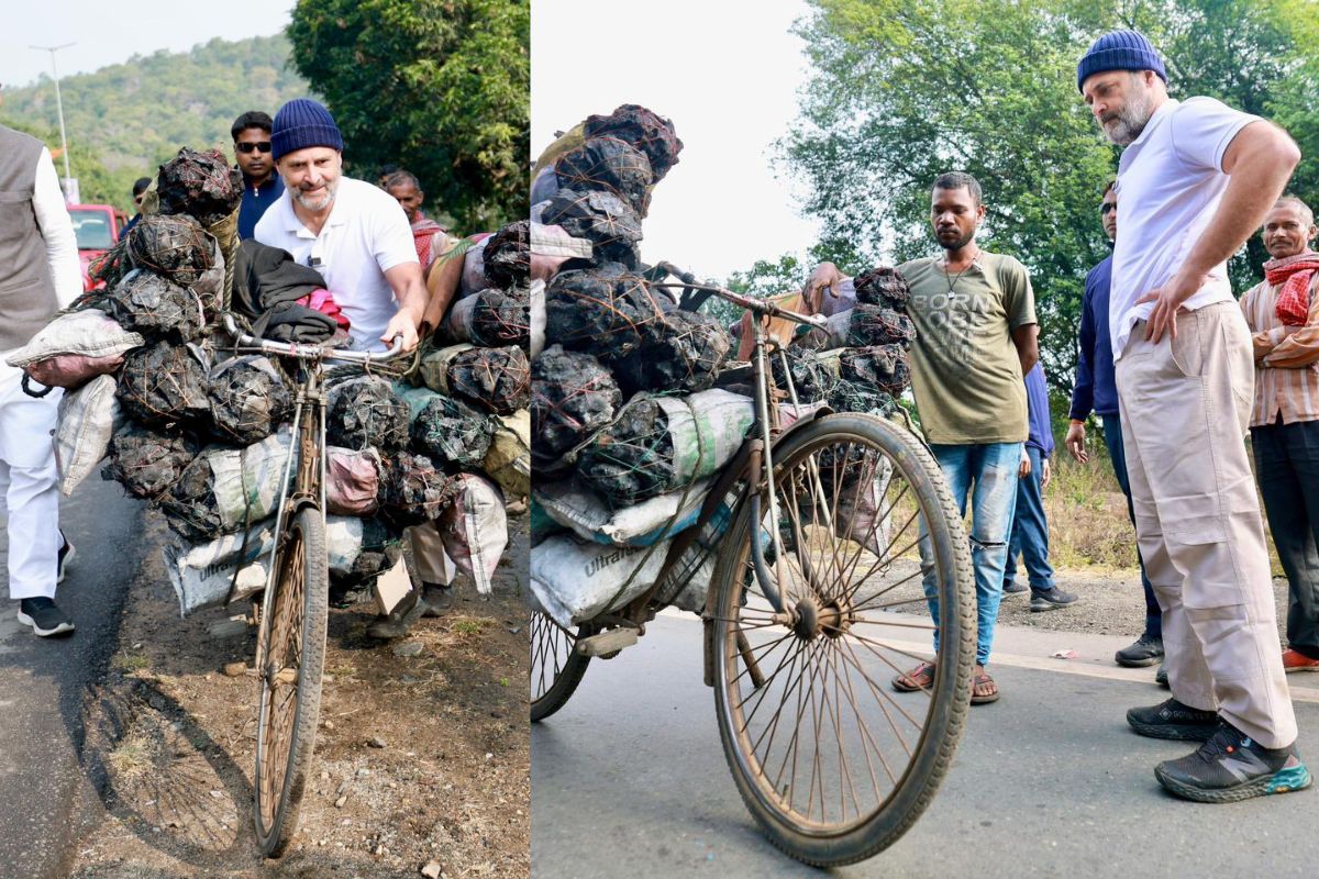 Bharat Jodo Nyay Yatra: راہل نے جھارکھنڈ میں چلائی سائیکل، کوئلہ لے جانے والے مزدوروں کا معلوم کیا حال