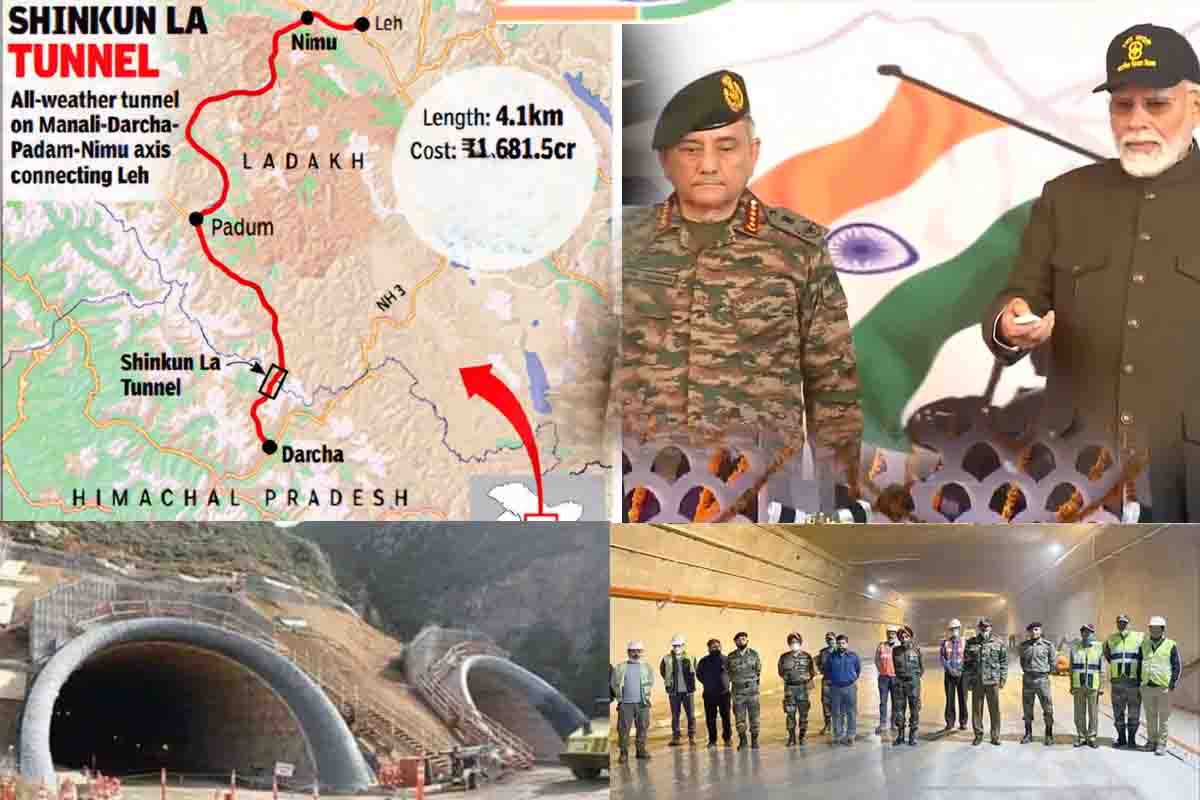 PM Modi  inaugurated Shinkun La Tunnel project in Ladakh : پی ایم مودی نے پہلے بلاسٹ کے ساتھ لداخ میں شنکن لا ٹنل پروجیکٹ کا بھی کیا افتتاح