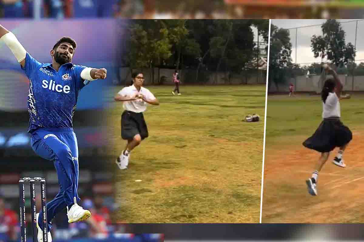 A Young Girl Inspired by Jasprit Bumrah’s Bowling Style Video: اسکرٹ میں تباہی مچاتی ‘لیڈی بمراہ’، طوفانی گیند بازی سے مچادی ہلچل ؛ویڈیو وائرل  