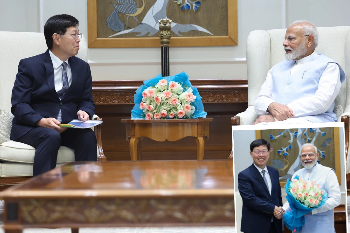 PM Narendra Modi Meets Foxconn Chairman Young Liu : وزیر اعظم نریندر مودی نے فاکسکون کے چیئرمین ینگ لیو سے ملاقات کی